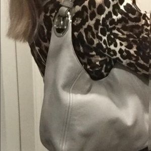 Michael Kors Leather Shoulder Hobo Bag in Grey